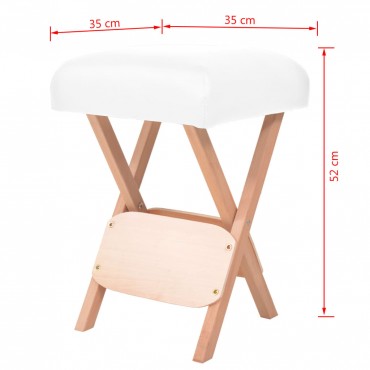 vidaXL Folding Massage Stool with 4.7" Thick Seat & 2 Bolsters White
